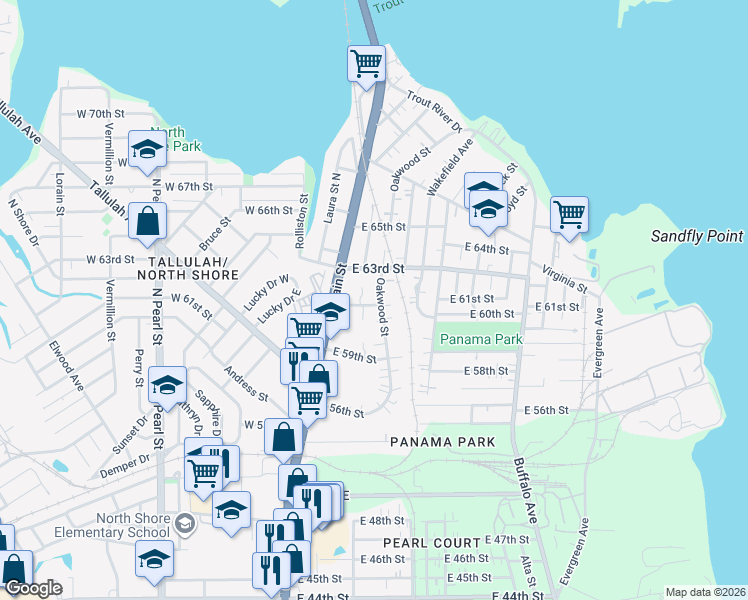 map of restaurants, bars, coffee shops, grocery stores, and more near 49 East 61st Street in Jacksonville