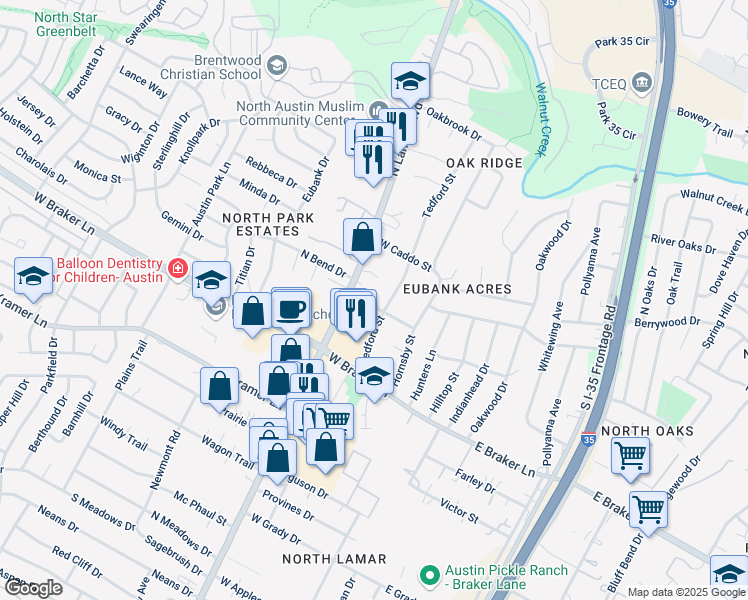 map of restaurants, bars, coffee shops, grocery stores, and more near 702 Scurry Street West in Austin