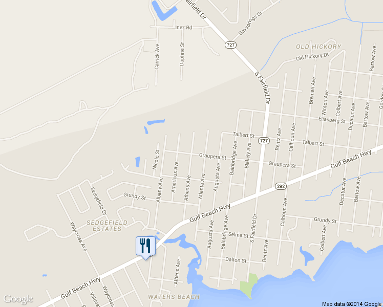 map of restaurants, bars, coffee shops, grocery stores, and more near 3076 Athens Avenue in Pensacola