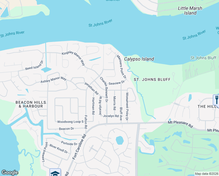 map of restaurants, bars, coffee shops, grocery stores, and more near 11705 Francis Drake Drive in Jacksonville