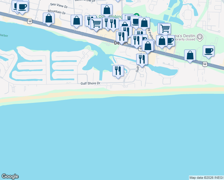 map of restaurants, bars, coffee shops, grocery stores, and more near 777 Gulf Shore Drive in Destin