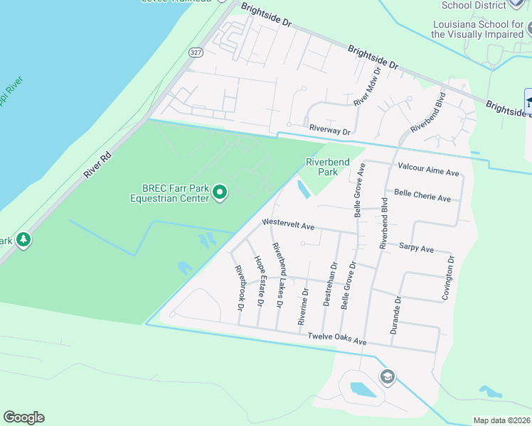 map of restaurants, bars, coffee shops, grocery stores, and more near 5944 Riverbend Lakes Drive in Baton Rouge