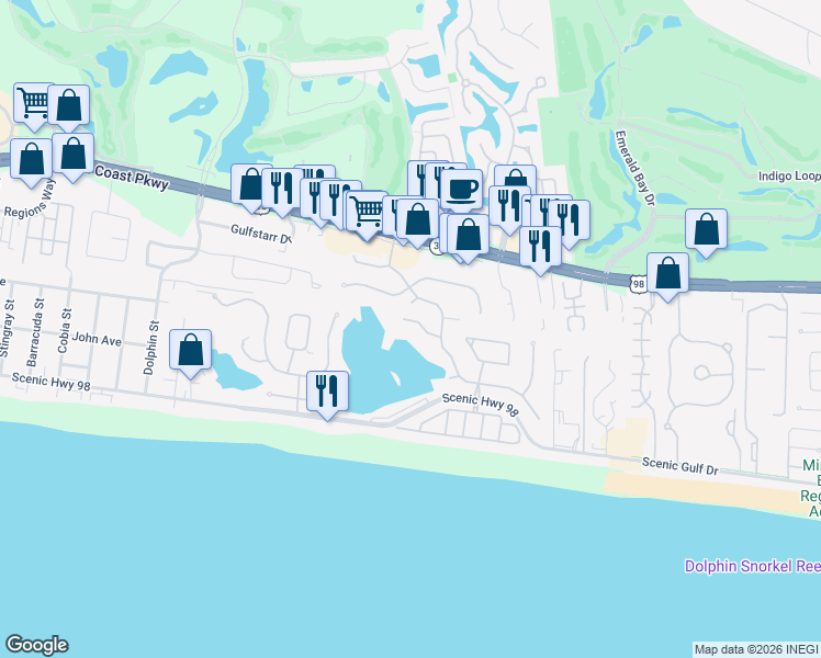map of restaurants, bars, coffee shops, grocery stores, and more near 4728 Rendezvous Cove in Destin
