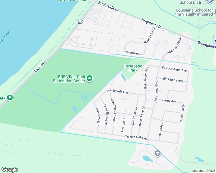 map of restaurants, bars, coffee shops, grocery stores, and more near 5944 Riverbend Lakes Drive in Baton Rouge