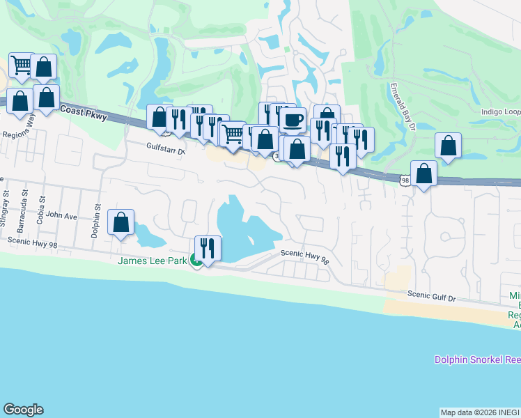 map of restaurants, bars, coffee shops, grocery stores, and more near 4720 Rendezvous Cove in Destin