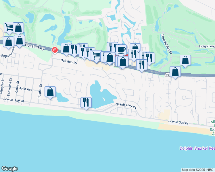 map of restaurants, bars, coffee shops, grocery stores, and more near 4720 Rendezvous Cove in Destin