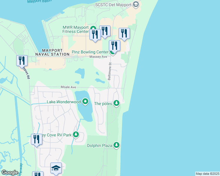 map of restaurants, bars, coffee shops, grocery stores, and more near 540-568 O Hare Street in Jacksonville