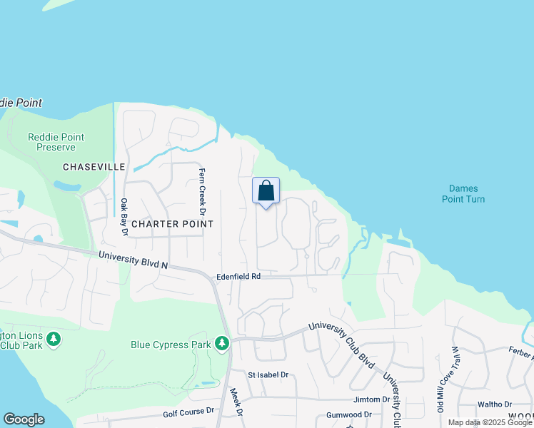 map of restaurants, bars, coffee shops, grocery stores, and more near 5601 Edenfield Road in Jacksonville