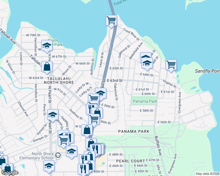 map of restaurants, bars, coffee shops, grocery stores, and more near 49 East 61st Street in Jacksonville