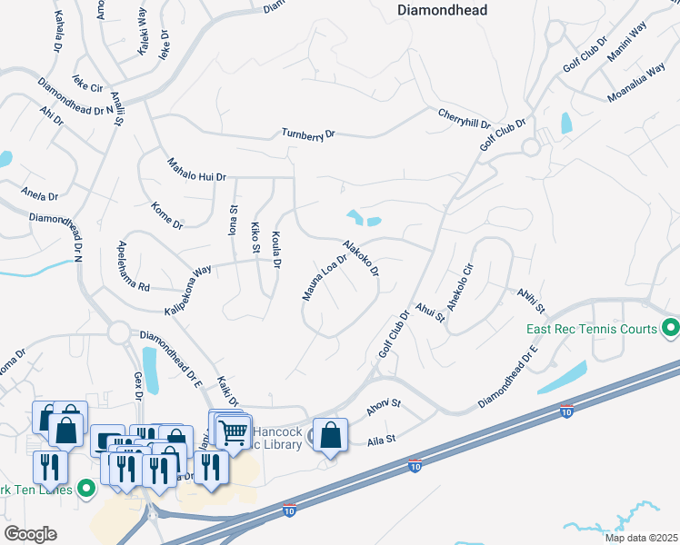 map of restaurants, bars, coffee shops, grocery stores, and more near 652 Mauna Loa Ct in Diamondhead