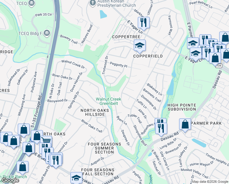 map of restaurants, bars, coffee shops, grocery stores, and more near 1001 Byers Lane in Austin