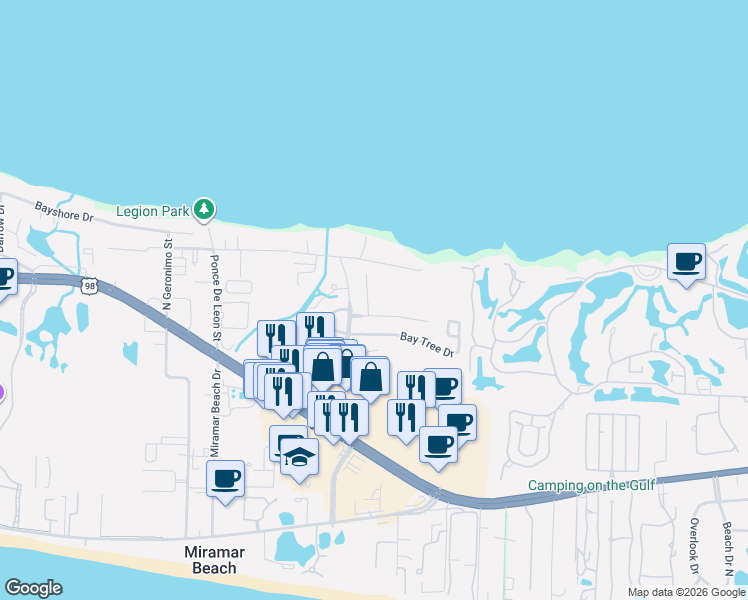 map of restaurants, bars, coffee shops, grocery stores, and more near 37 Antilles Cove in Destin