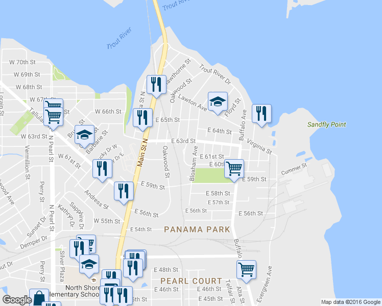 map of restaurants, bars, coffee shops, grocery stores, and more near 7044 Bloxham Avenue in Jacksonville