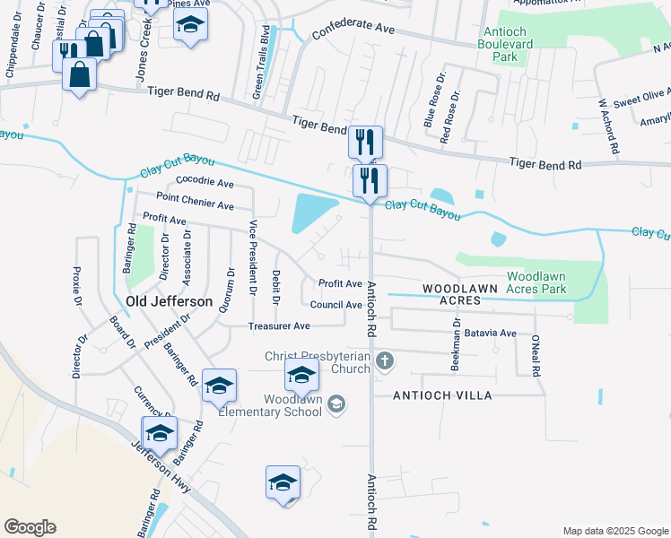 map of restaurants, bars, coffee shops, grocery stores, and more near 15820 Maison Orleans Court in Baton Rouge