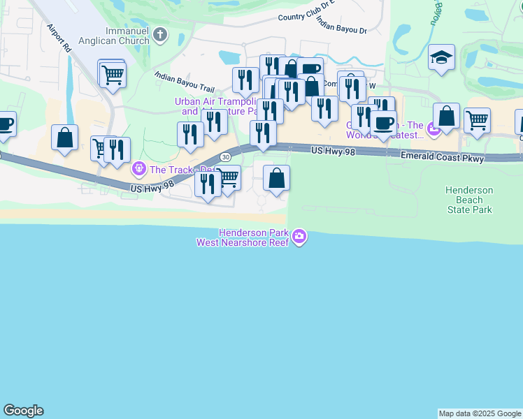map of restaurants, bars, coffee shops, grocery stores, and more near 2000 Scenic Highway 98 in Destin