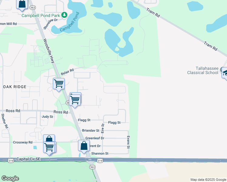 map of restaurants, bars, coffee shops, grocery stores, and more near 810 Annawood Drive in Tallahassee