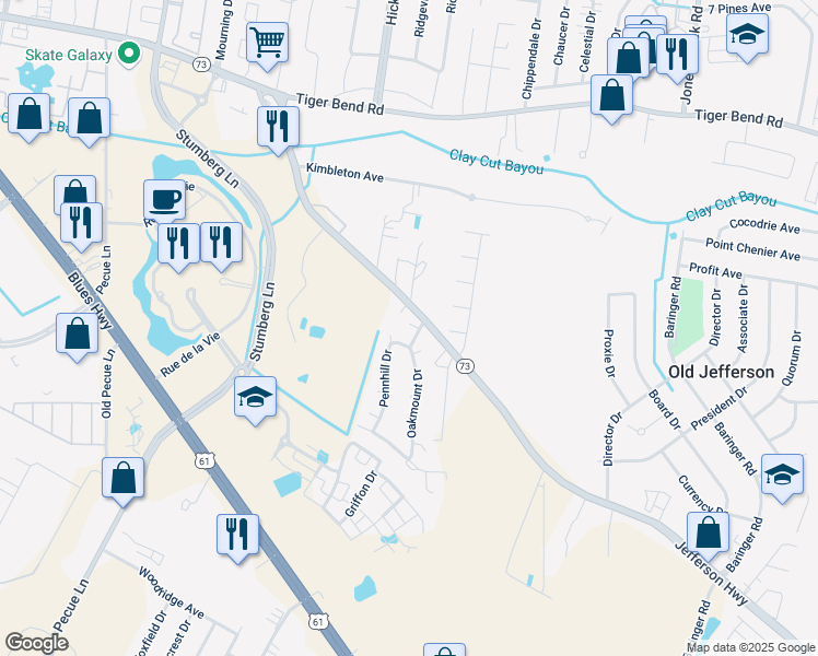 map of restaurants, bars, coffee shops, grocery stores, and more near 7318 Briarplace Drive in Baton Rouge