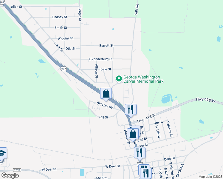 map of restaurants, bars, coffee shops, grocery stores, and more near 3310 M L King Street in Kountze