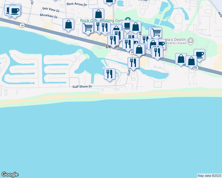 map of restaurants, bars, coffee shops, grocery stores, and more near in Destin
