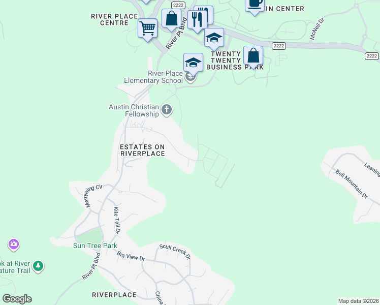 map of restaurants, bars, coffee shops, grocery stores, and more near 10200 Milky Way Drive in Austin
