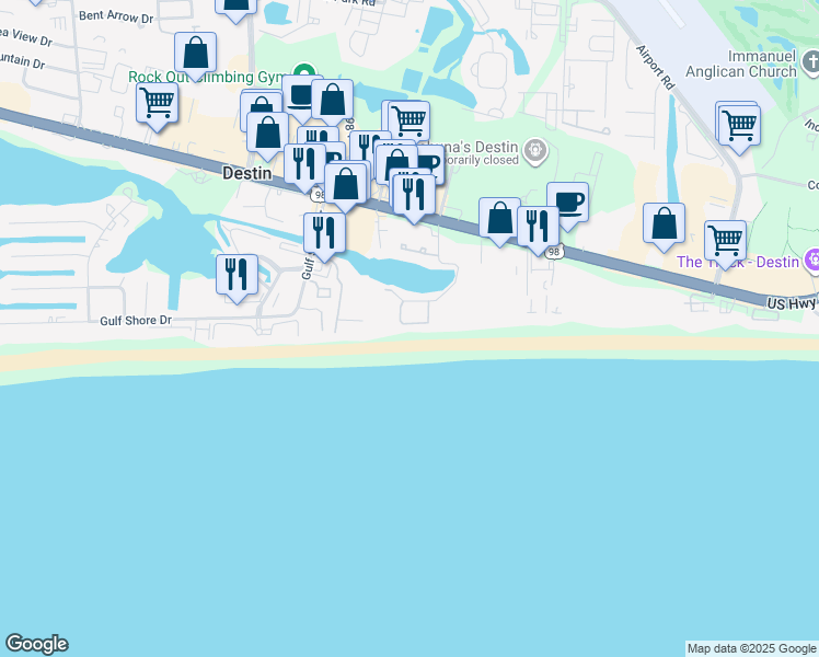 map of restaurants, bars, coffee shops, grocery stores, and more near 120 Sandprint Circle in Destin