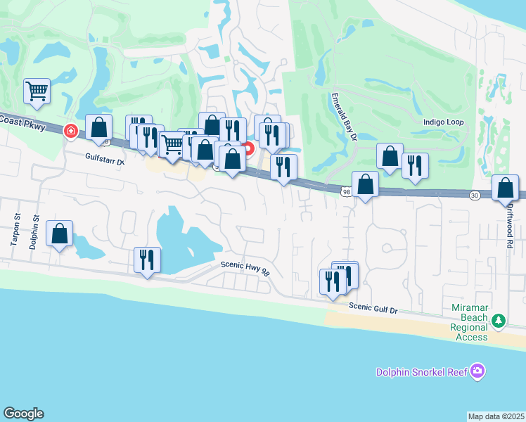 map of restaurants, bars, coffee shops, grocery stores, and more near 113 Trista Terrace Court in Destin