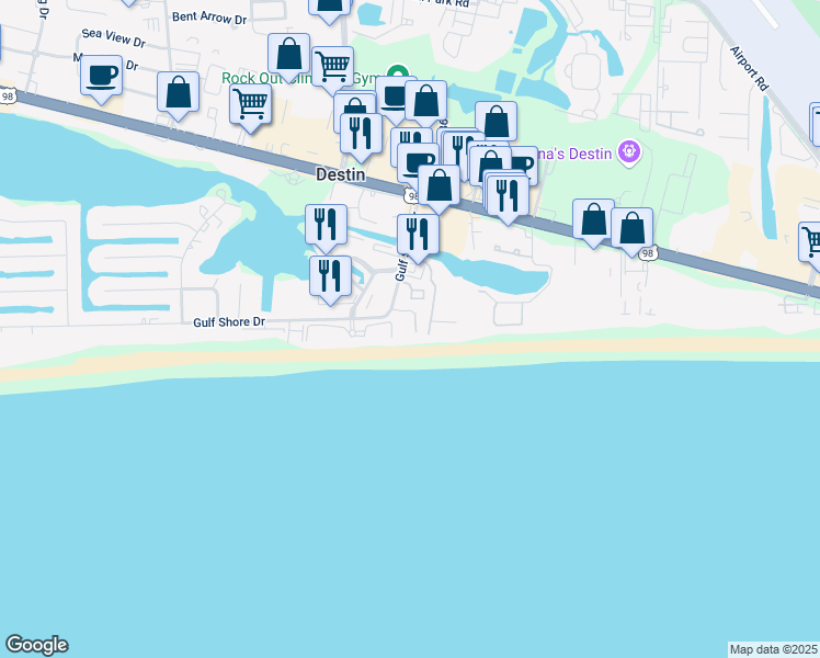 map of restaurants, bars, coffee shops, grocery stores, and more near 830 Gulf Shore Drive in Destin