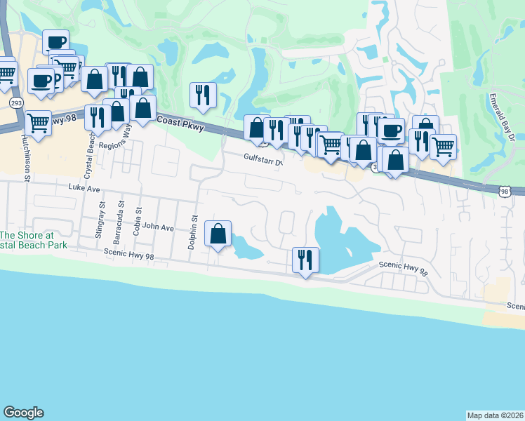 map of restaurants, bars, coffee shops, grocery stores, and more near 4624 Paradise Isles in Destin