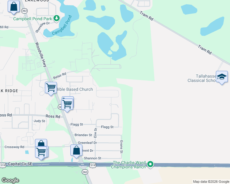 map of restaurants, bars, coffee shops, grocery stores, and more near 816 Annawood Drive in Tallahassee