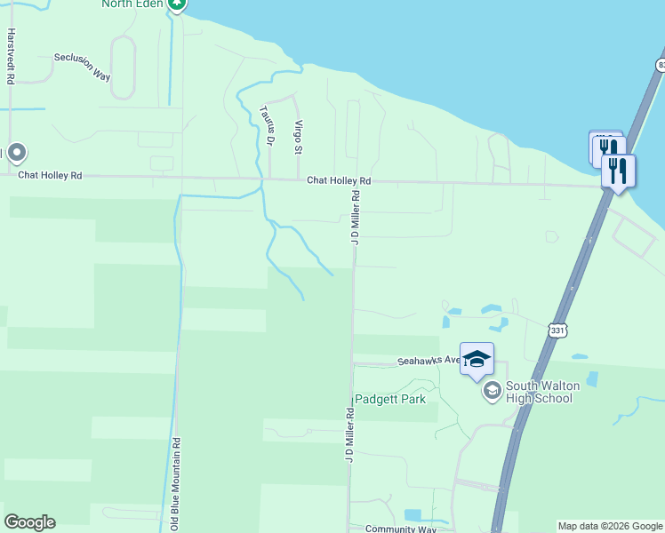 map of restaurants, bars, coffee shops, grocery stores, and more near 1213 J D Miller Road in Santa Rosa Beach