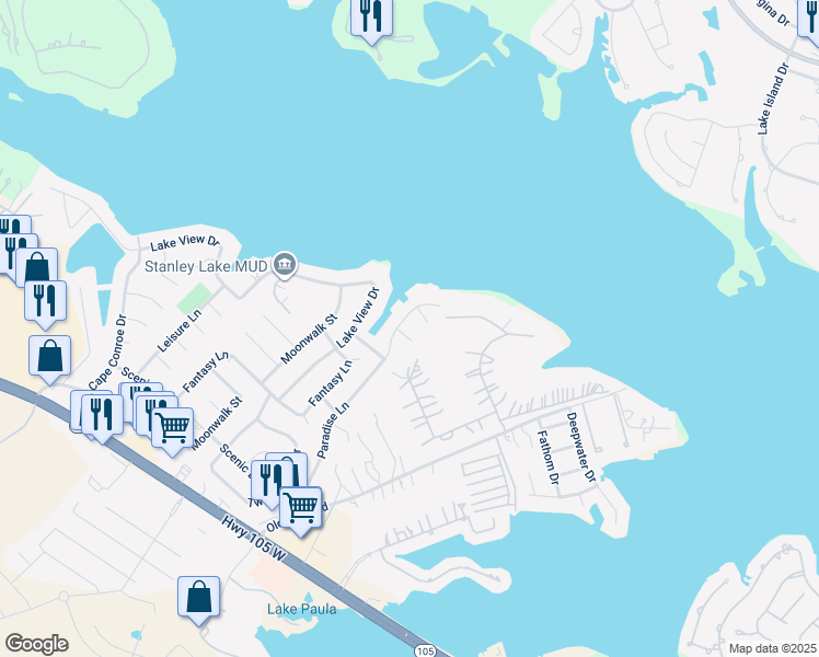 map of restaurants, bars, coffee shops, grocery stores, and more near 10414 Enchanted in Montgomery