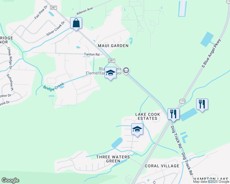 map of restaurants, bars, coffee shops, grocery stores, and more near 1551 Dog Track Road in Pensacola