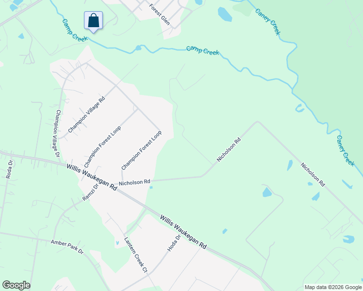 map of restaurants, bars, coffee shops, grocery stores, and more near 12241 Nicholson Road in Conroe