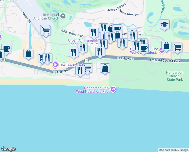 map of restaurants, bars, coffee shops, grocery stores, and more near 2000 Scenic Highway 98 in Destin