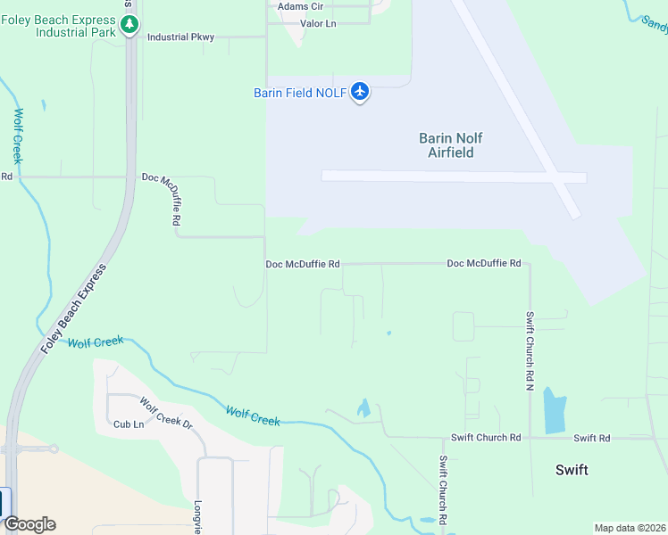 map of restaurants, bars, coffee shops, grocery stores, and more near 22724 Doc McDuffie Road in Foley