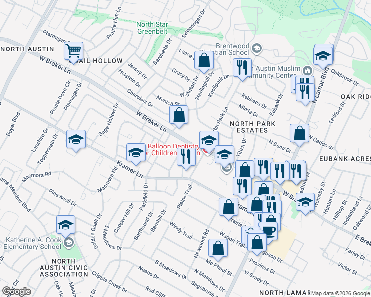 map of restaurants, bars, coffee shops, grocery stores, and more near in Austin