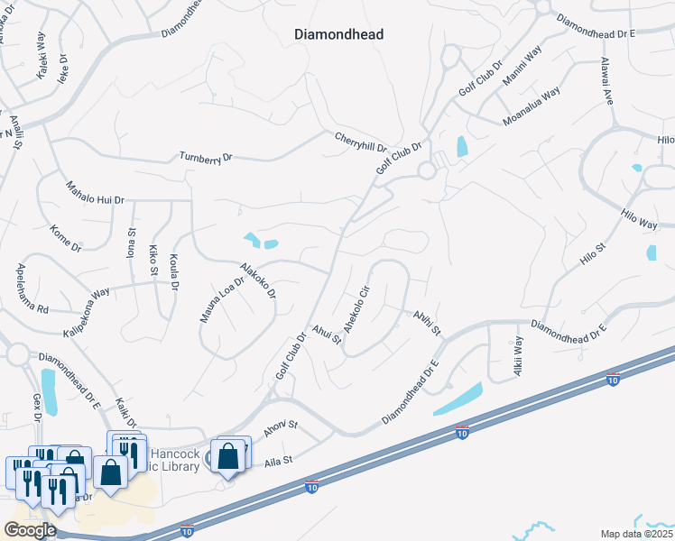 map of restaurants, bars, coffee shops, grocery stores, and more near 6644 Golf Club Drive in Diamondhead