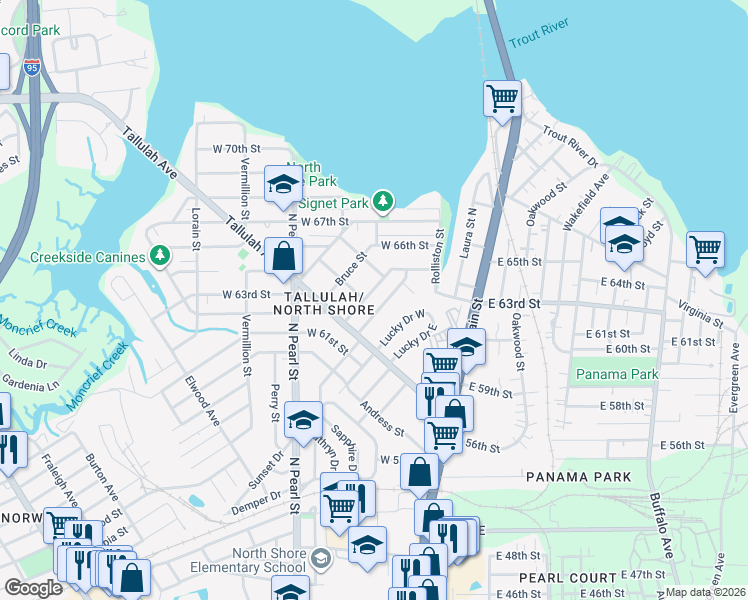 map of restaurants, bars, coffee shops, grocery stores, and more near 221 Mulberry Street in Jacksonville