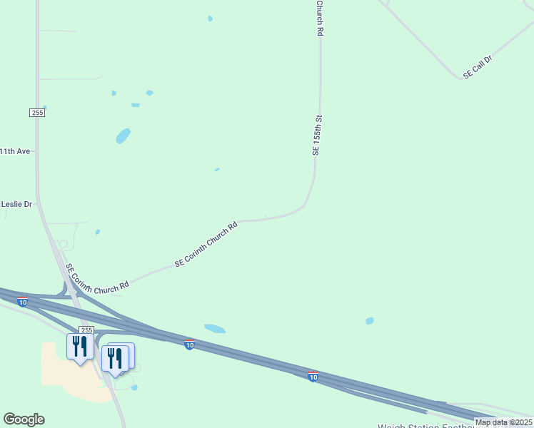map of restaurants, bars, coffee shops, grocery stores, and more near 2247 Southeast Corinth Church Road in Lee