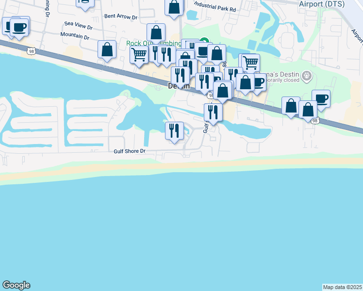 map of restaurants, bars, coffee shops, grocery stores, and more near 775 Gulf Shore Drive in Destin