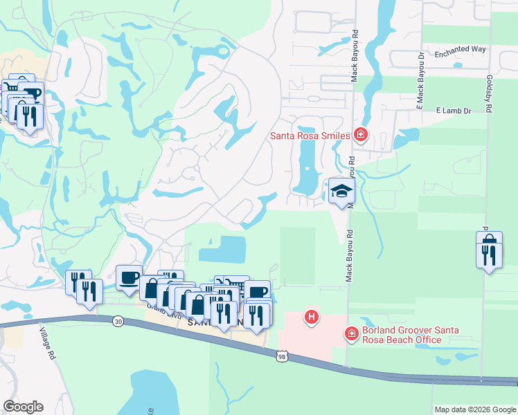 map of restaurants, bars, coffee shops, grocery stores, and more near 1225 Deerwood Drive in Destin
