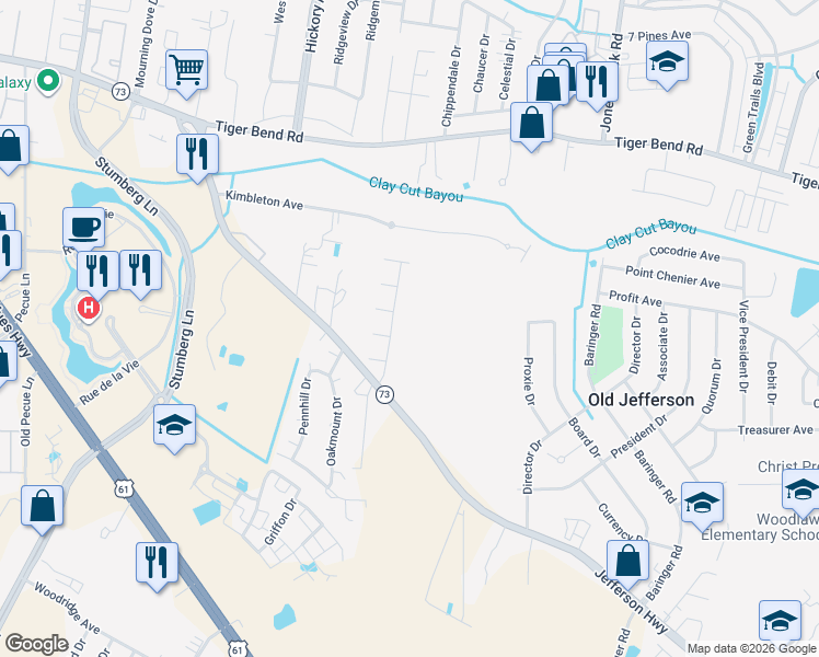 map of restaurants, bars, coffee shops, grocery stores, and more near 14425 Jefferson Hwy in Baton Rouge