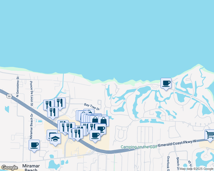 map of restaurants, bars, coffee shops, grocery stores, and more near 168 Cove Drive in Destin