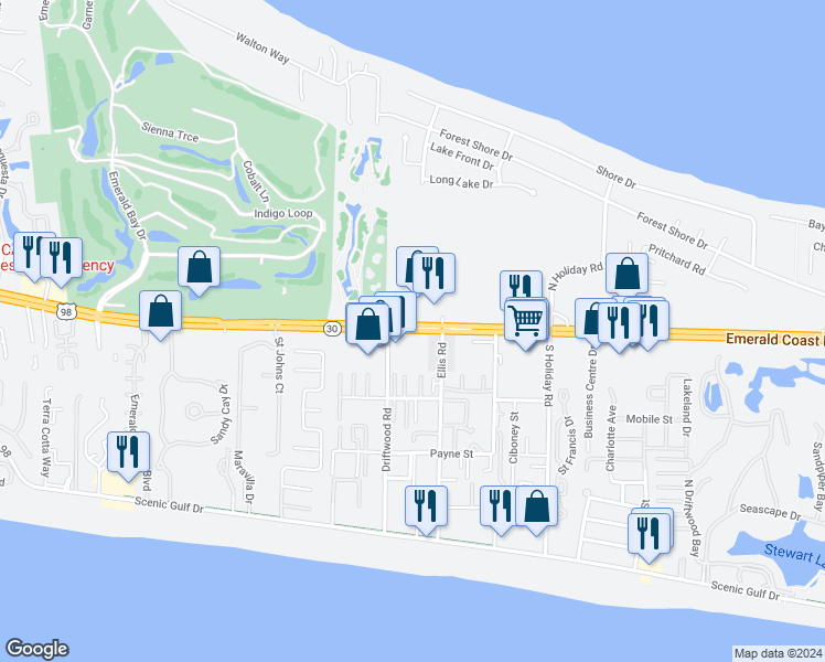 map of restaurants, bars, coffee shops, grocery stores, and more near in 