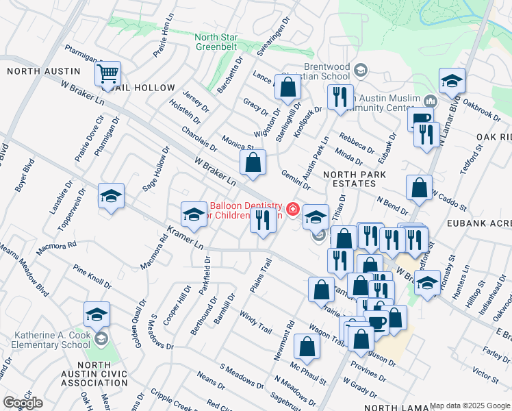map of restaurants, bars, coffee shops, grocery stores, and more near in Austin