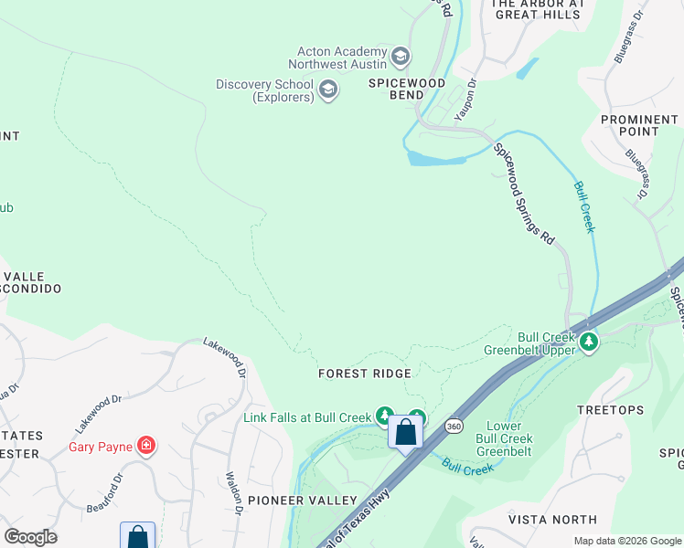 map of restaurants, bars, coffee shops, grocery stores, and more near 6121 Whisper Ridge Drive in Austin