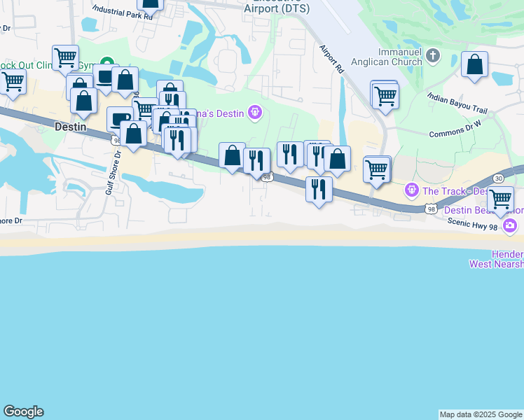 map of restaurants, bars, coffee shops, grocery stores, and more near in Destin