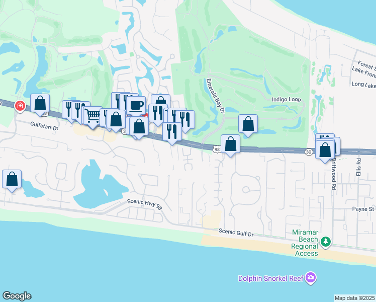map of restaurants, bars, coffee shops, grocery stores, and more near 101 Tuscany Drive in Destin