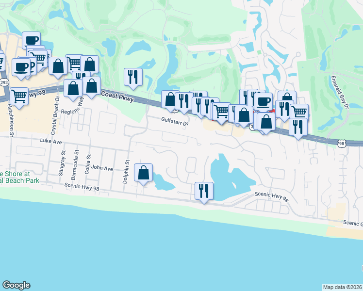 map of restaurants, bars, coffee shops, grocery stores, and more near 4654 Sunsail Circle in Destin