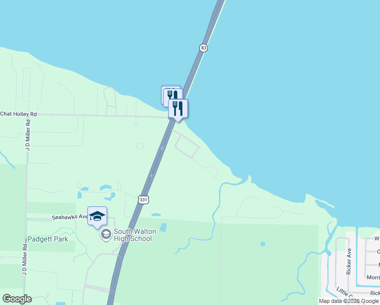 map of restaurants, bars, coffee shops, grocery stores, and more near 105 Cedar Street in Santa Rosa Beach